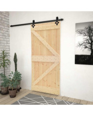 Porte coulissante avec kit de quincaillerie 80x210cm Pin massif | Mobilier & Déco