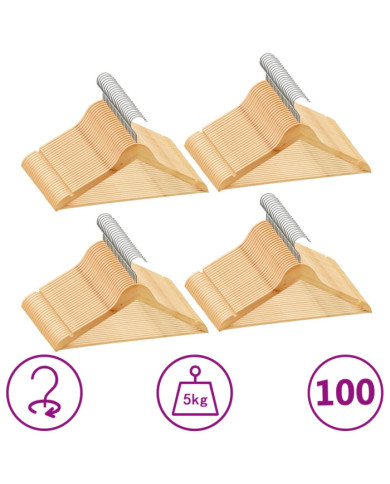 Cintres antidérapants 100 pcs Bois dur | Mobilier & Déco