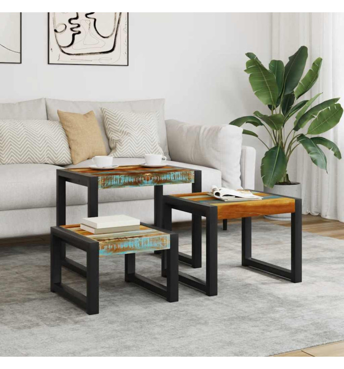 Tables gigognes 3 pcs Bois de récupération massif | Mobilier & Déco