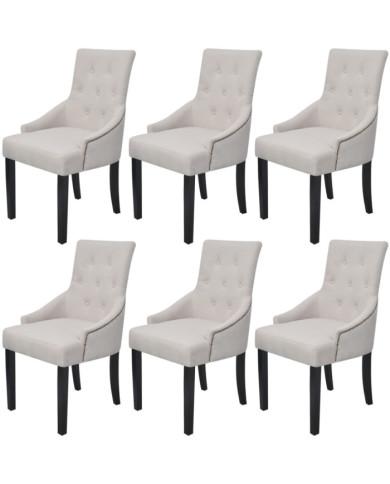 Chaises à manger lot de 6 gris crème tissu | Mobilier & Déco