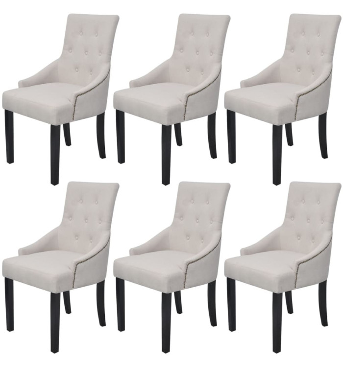 Chaises à manger lot de 6 gris crème tissu | Mobilier & Déco