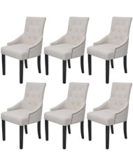 Chaises à manger lot de 6 gris crème tissu | Mobilier & Déco