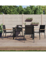 Chaises de jardin lot de 4 noir 55x61,5x90cm textilène et acier | Mobilier & Déco