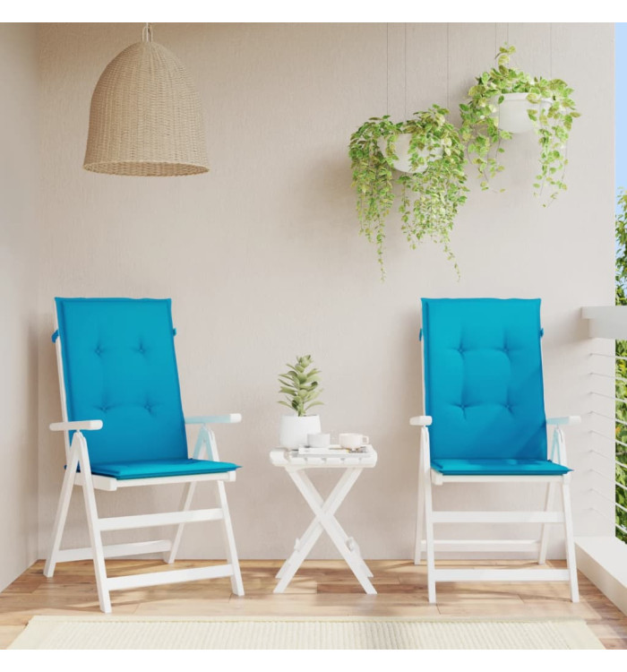 Coussins de chaise de jardin à dossier haut lot de 2 bleu tissu | Mobilier & Déco