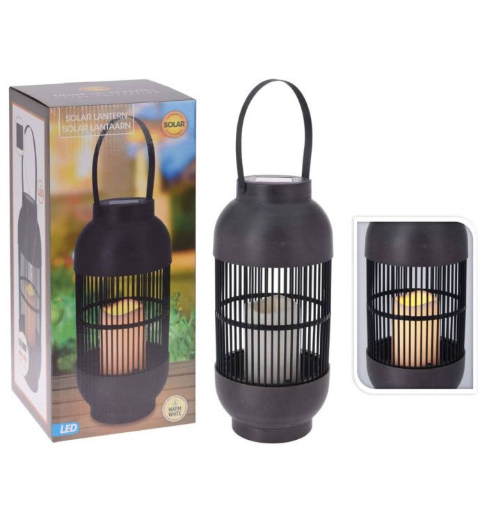 ProGarden Lampe solaire à LED Rotin avec bougie Noir | Mobilier & Déco