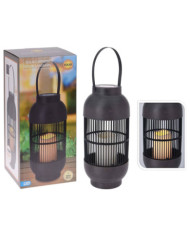ProGarden Lampe solaire à LED Rotin avec bougie Noir | Mobilier & Déco