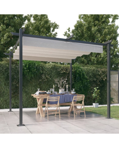 Tonnelle de jardin avec toit rétractable 3x3 m Crème | Mobilier & Déco