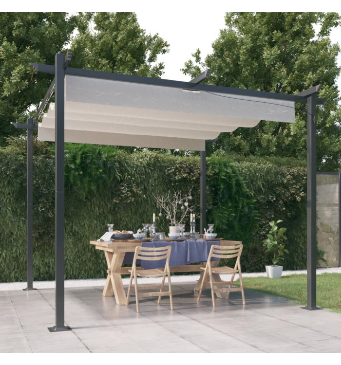 Tonnelle de jardin avec toit rétractable 3x3 m Crème | Mobilier & Déco