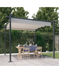 Tonnelle de jardin avec toit rétractable 3x3 m Crème | Mobilier & Déco