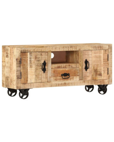 Meuble TV Bois de manguier brut 110x30x50 cm | Mobilier & Déco