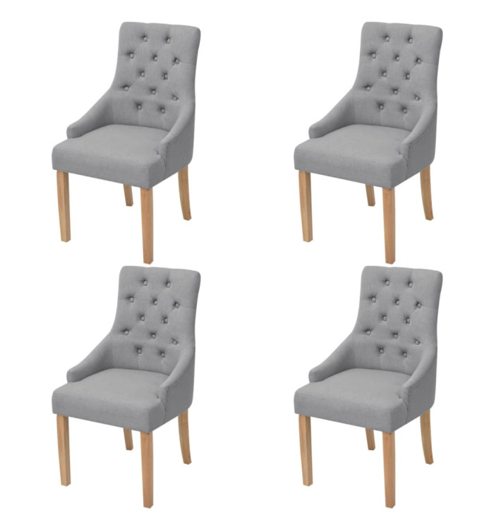 Chaises à manger lot de 4 gris clair tissu | Mobilier & Déco