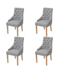 Chaises à manger lot de 4 gris clair tissu | Mobilier & Déco