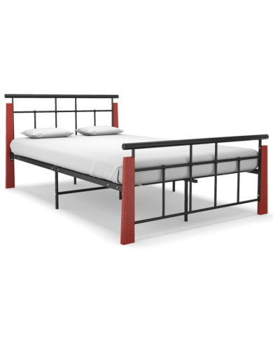 Cadre de lit sans matelas métal bois de chêne massif 120x200 cm | Mobilier & Déco