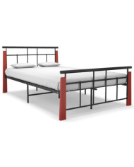 Cadre de lit sans matelas métal bois de chêne massif 120x200 cm | Mobilier & Déco