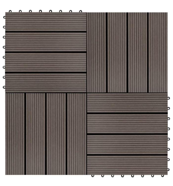 Carreau de terrasse 11 pcs WPC 30 x 30 cm 1 m² Marron foncé | Mobilier & Déco