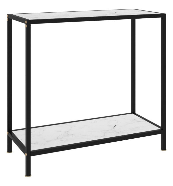 Table console Blanc 80x35x75 cm Verre trempé | Mobilier & Déco
