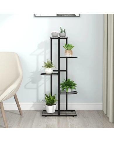Support pour plantes 5 niveaux 43x22x98 cm Noir Métal | Mobilier & Déco