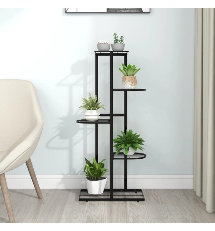 Support pour plantes 5 niveaux 43x22x98 cm Noir Métal | Mobilier & Déco