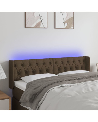 Tête de lit à LED Marron foncé 163x16x78/88 cm Tissu | Mobilier & Déco