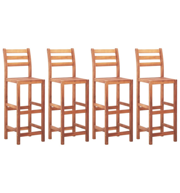 Chaises de bar lot de 4 bois d'acacia solide | Mobilier & Déco