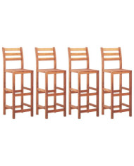 Chaises de bar lot de 4 bois d'acacia solide | Mobilier & Déco