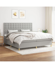 Sommier à lattes de lit avec matelas Gris clair 200x200cm Tissu | Mobilier & Déco