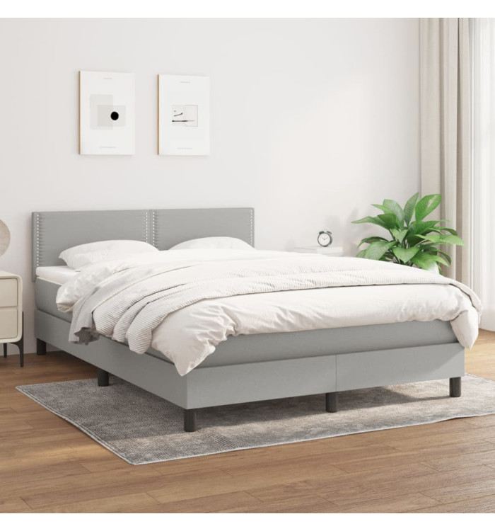 Sommier à lattes de lit avec matelas Gris clair 140x190cm Tissu | Mobilier & Déco