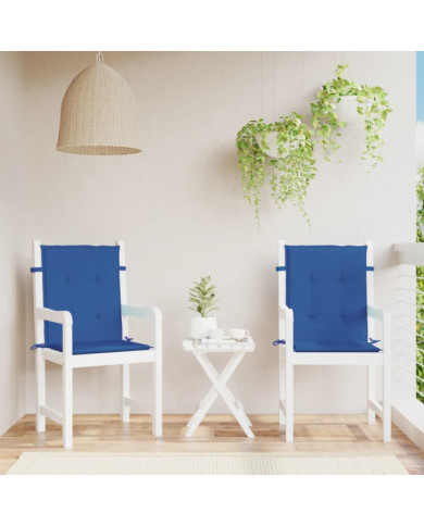 Coussins de chaise de jardin à dossier bas lot de 2 bleu royal | Mobilier & Déco