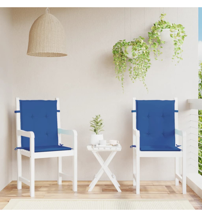 Coussins de chaise de jardin à dossier bas lot de 2 bleu royal | Mobilier & Déco