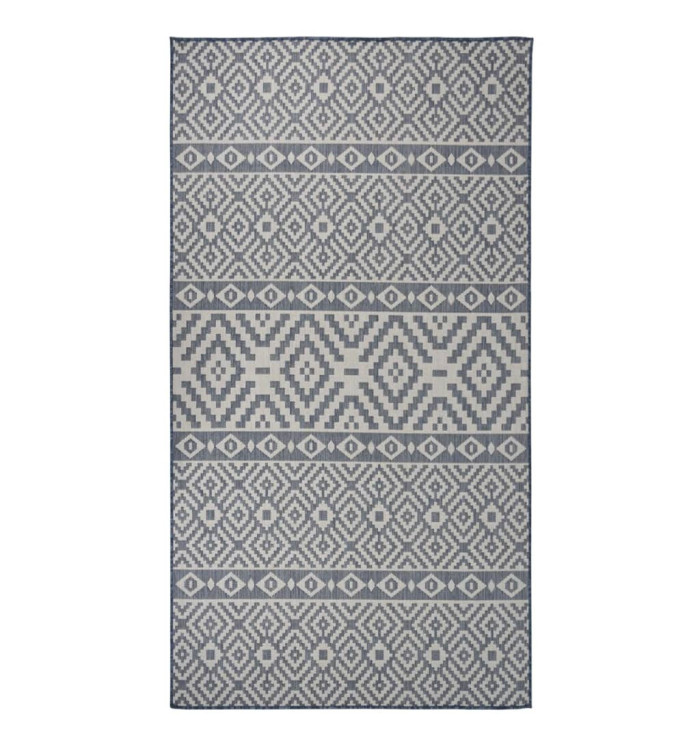 Tapis à tissage plat d'extérieur 80x150 cm Rayures bleues | Mobilier & Déco