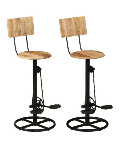 Tabourets de bar lot de 2 bois massif de manguier | Mobilier & Déco