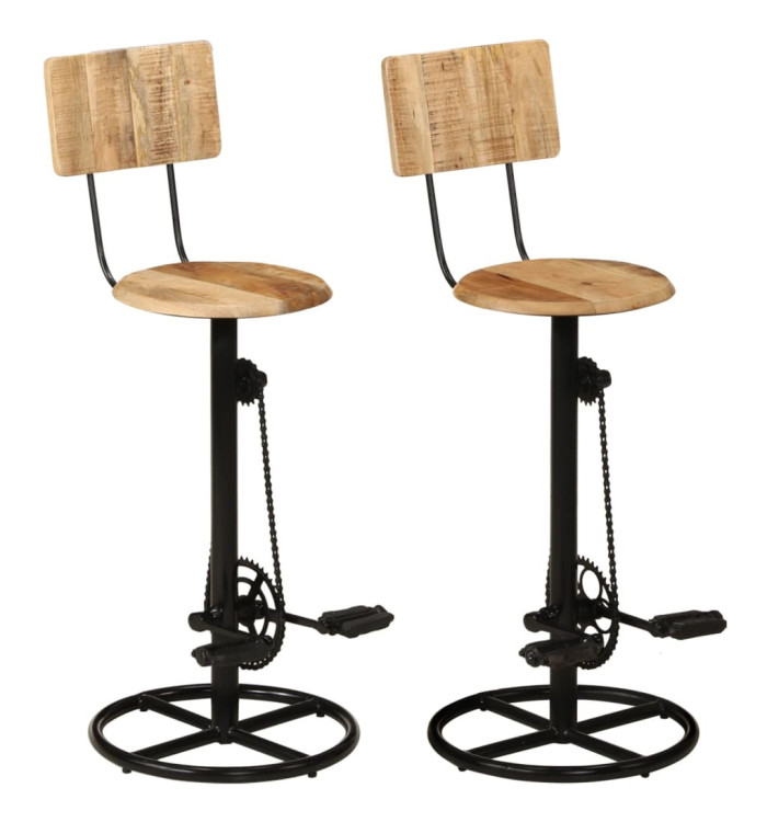 Tabourets de bar lot de 2 bois massif de manguier | Mobilier & Déco