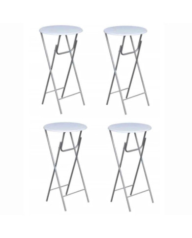 Table de bar 4 pcs avec dessus de table en MDF Blanc | Mobilier & Déco