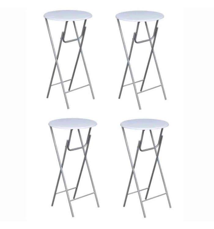 Table de bar 4 pcs avec dessus de table en MDF Blanc | Mobilier & Déco
