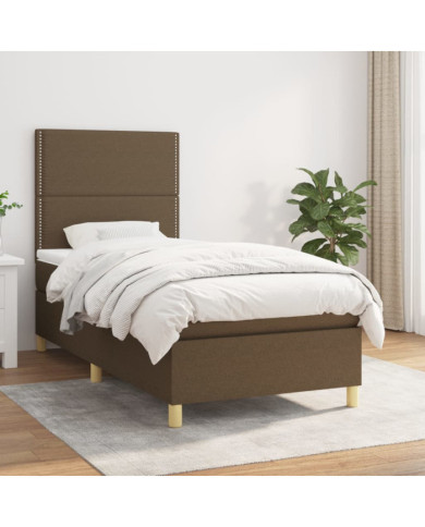 Sommier à lattes de lit avec matelas Marron foncé 100x200 cm | Mobilier & Déco