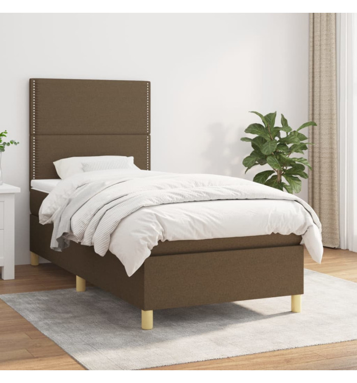 Sommier à lattes de lit avec matelas Marron foncé 100x200 cm | Mobilier & Déco
