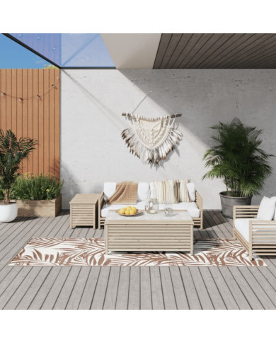 Tapis d'extérieur marron et blanc 80x250 cm design réversible | Mobilier & Déco