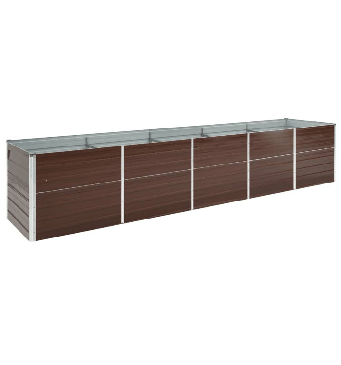 Lit surélevé de jardin Acier galvanisé 400x80x77 cm Marron | Mobilier & Déco