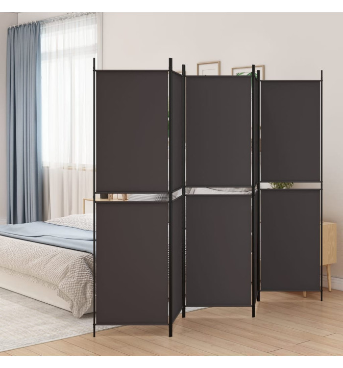 Cloison de séparation 5 panneaux Marron 250x200 cm Tissu | Mobilier & Déco