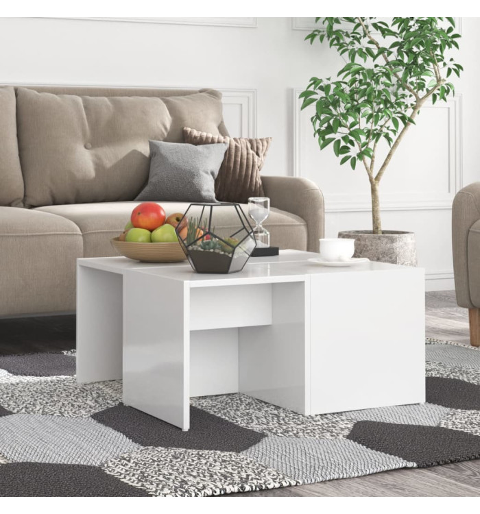 Tables basses 4 pcs blanc brillant 33x33x33cm bois d'ingénierie | Mobilier & Déco