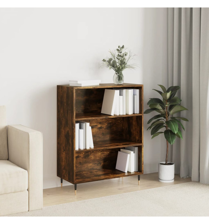 Bibliothèque chêne fumé 69,5x32,5x90 cm bois d'ingénierie | Mobilier & Déco