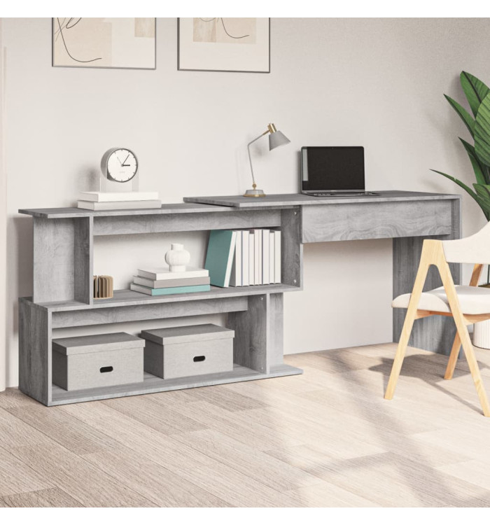 Bureau d'angle Sonoma gris 200x50x76 cm Bois d'ingénierie | Mobilier & Déco