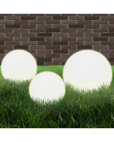 Jeu de lampe boule à LED 3 pcs PMMA sphérique 20/30/40 cm | Mobilier & Déco