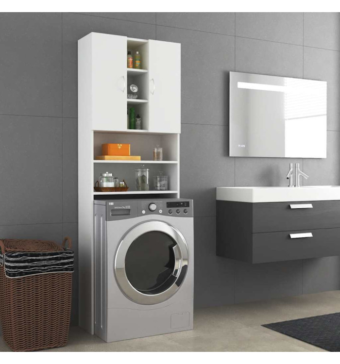 Meuble pour machine à laver Blanc 64x25,5x190 cm | Mobilier & Déco