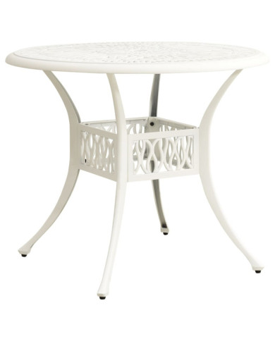 Table de jardin Blanc 90x90x74 cm Aluminium coulé | Mobilier & Déco