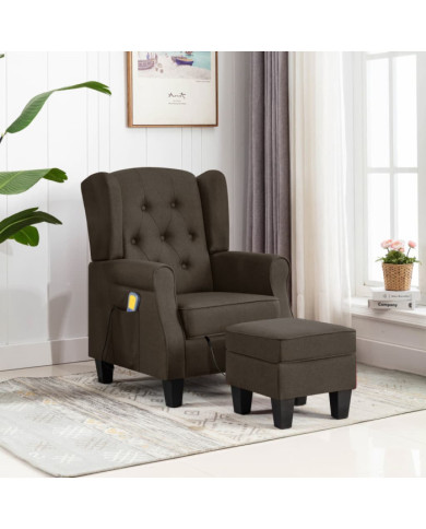 Fauteuil de massage avec repose-pied Marron Tissu | Mobilier & Déco