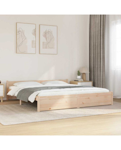 Cadre de lit sans matelas bois massif 200x200 cm | Mobilier & Déco
