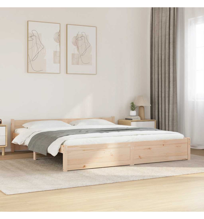 Cadre de lit sans matelas bois massif 200x200 cm | Mobilier & Déco