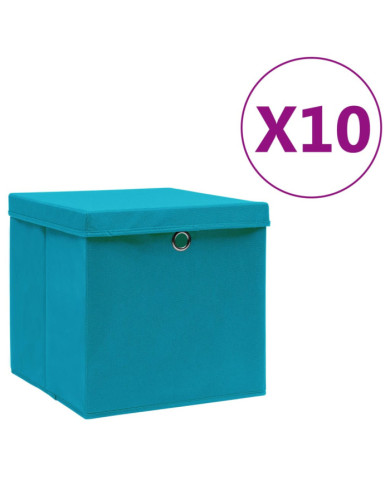 Boîtes de rangement avec couvercles 10pcs 28x28x28cm Bleu azuré | Mobilier & Déco