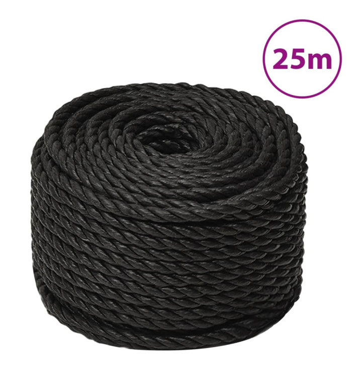 Corde de travail Noir 10 mm 25 m polypropylène | Mobilier & Déco